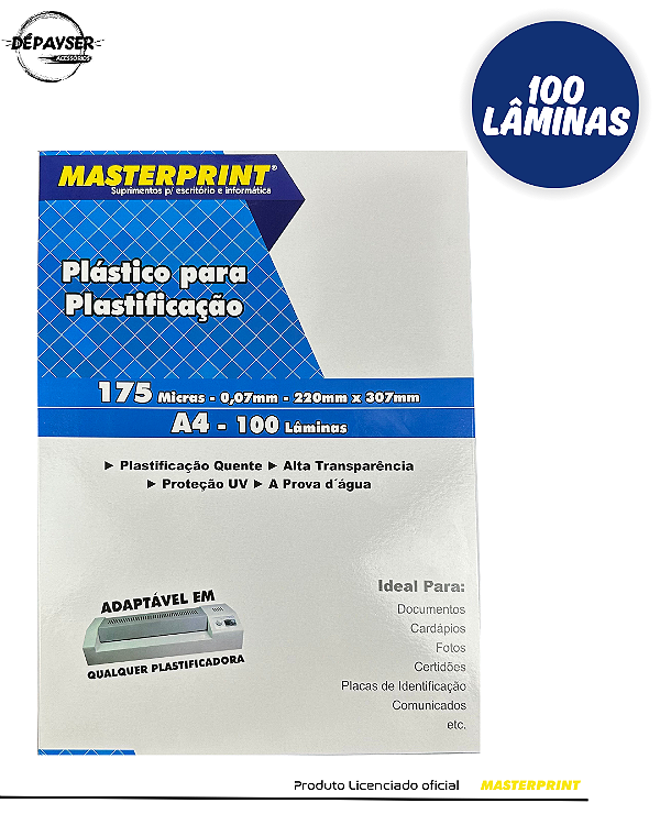 Plástico Para Plastificação A4 175micras 0,07mm - 100 Un