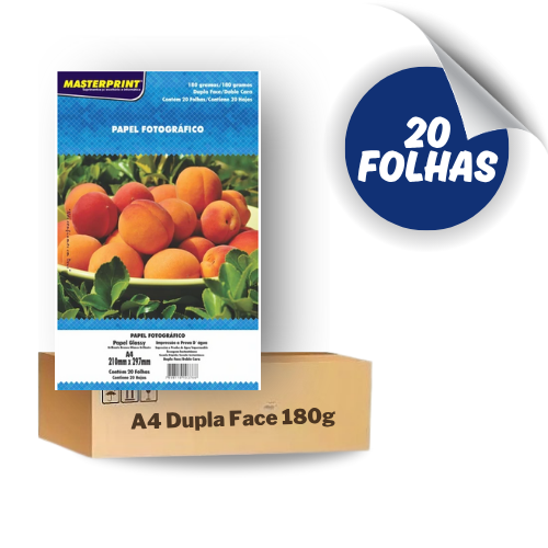 Papel Fotográfico Dupla Face A4 180g – 20 Folhas Masterprint