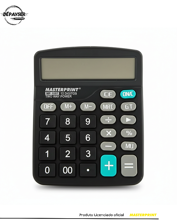 Calculadora 12 Digitos De Mesa Comercial Escritório Display Preta - Masterprint