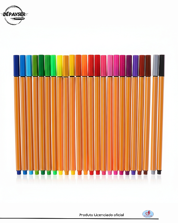 Caneta Hidrográfica Fineline Ponta Porosa Fina 0.4mm Kit 24 Várias Cores