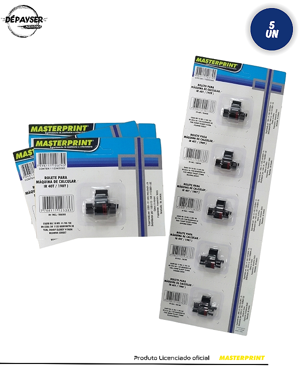 Kit 5 Unidades Rolete Máquina De Calcular Bicolor Ir40t - Masterprint