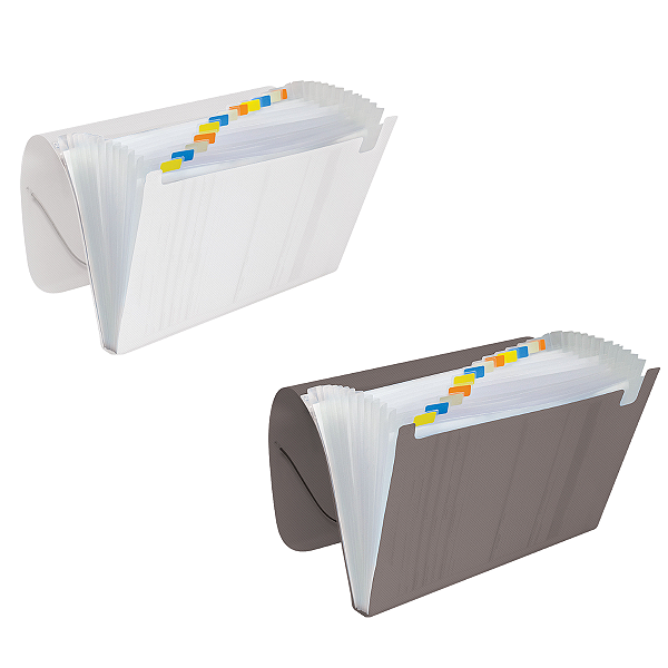 Pasta Sanfonada Dac Organizadora de Documentos A4 12 Divisórias Coloridas - Transparente/ Fumê