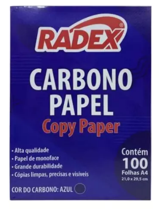 Papel Carbono Azul A4 Radex Pct C/100 Folhas