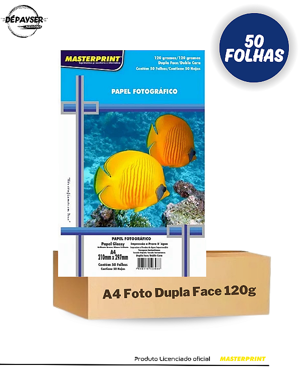 Papel Fotográfico Dupla Face Brilhante A4 120g – 50 Folhas Masterprint
