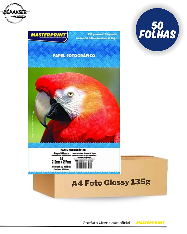 Papel Fotográfico A4 135g – 50 Folhas Masterprint À Prova D´água