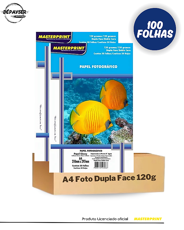 Papel Fotográfico Glossy Dupla Face A4 120g - 100 Folhas Masterprint