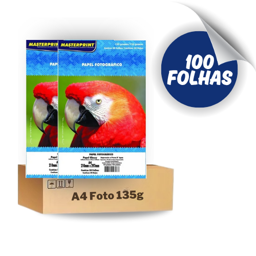 Papel Fotografico Glossy 135g A4 - 100 Folhas Masterprint À Prova D´água