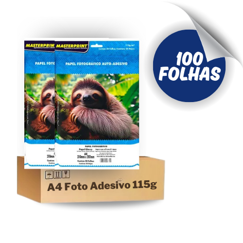 Papel Fotográfico Adesivo A4 Glossy 115 g 100 Fls Masterprint