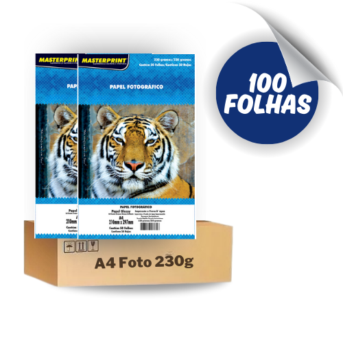 Papel Fotográfico Glossy Brilhante A4 230g - 100 Folhas Masterprint Premium