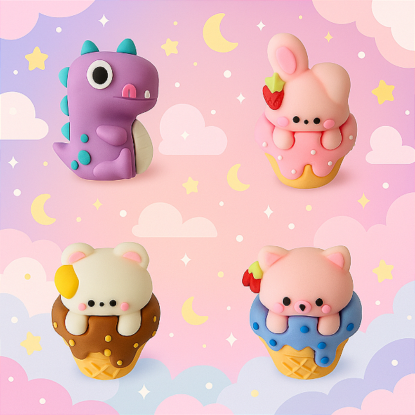 Kit 4 Apontador Plástico Dinossauro Dino Material Escolar Colorido Volta às Aulas