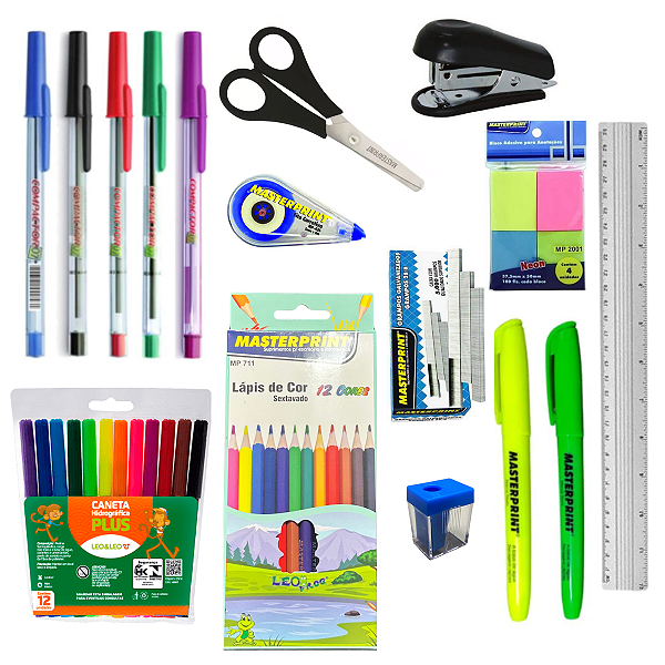 Kit Volta às aulas Material Escolar Completo Infantil Ensino Médio Faculdade