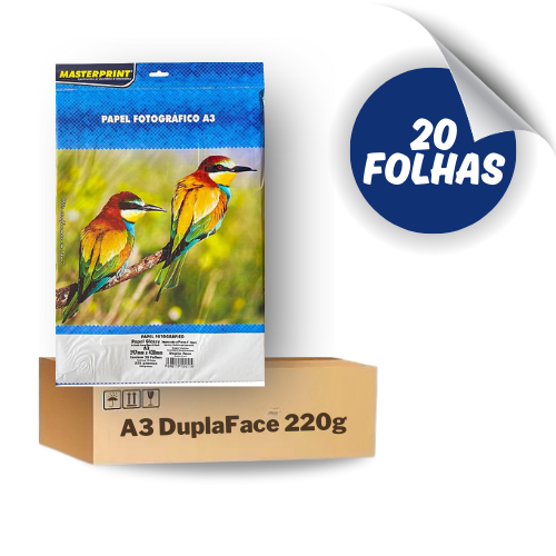 Papel Fotográfico Dupla Face Glossy A3 220g - 20 Folhas Masterprint Premium
