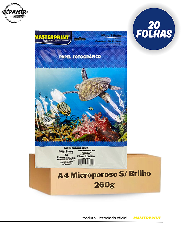 Papel Fotográfico Microporoso Sem Brilho A4 260g - 20 Folhas Masterprint Premium
