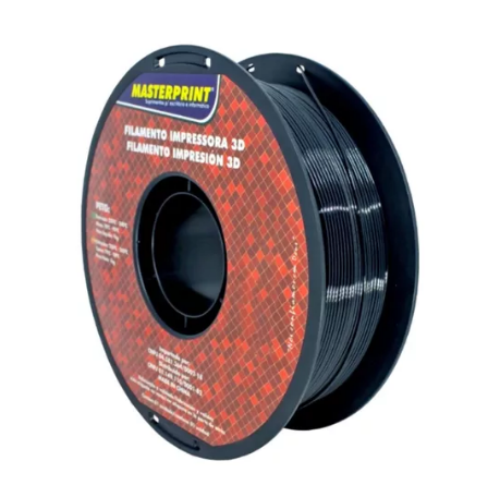 Filamento 3D PETG Preto 1.75mm 1kg Masterprint – Alta Resistência Térmica e Rigidez para Impressão 3D