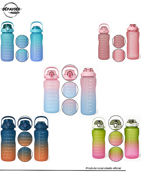 Garrafa Squeeze De Água Para Academia 2l Fitness Tie Dye – Ideal para Treino, Musculação e Academia