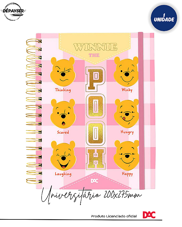 Caderno Inteligente Smart Ursinho Pooh Universitário 20x27,5x3cm
