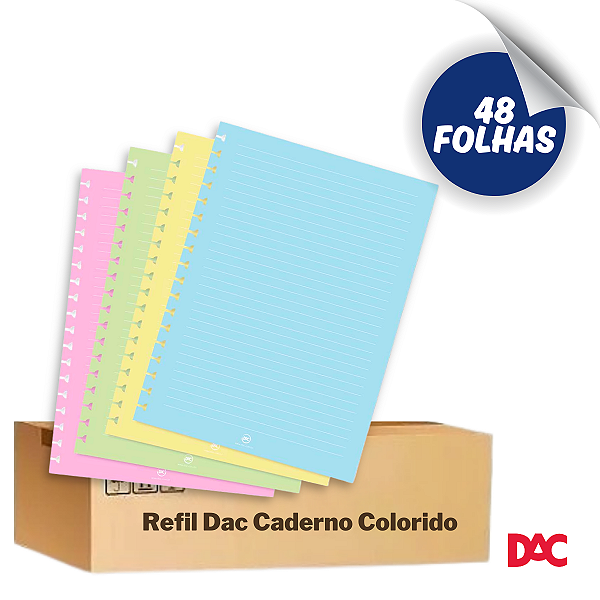 Refil Caderno Smart/universitário Colorido Destacável - 48 folhas Dac