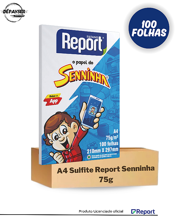Papel Sulfite Report Branco Resma A4 75g - 100 folhas Senninha