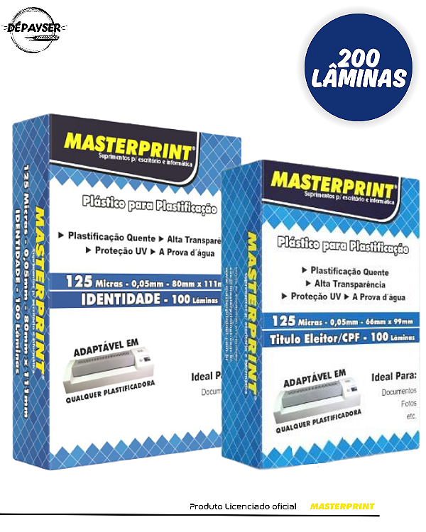 Kit para Plastificação 200 Unidades – 100 RG + 100 CPF | 125 Micras (0,05mm) – Proteção e Acabamento Profissional