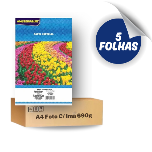 Papel Foto Glossy Branco C/imã A4 690g - 5 Folhas Masterprint