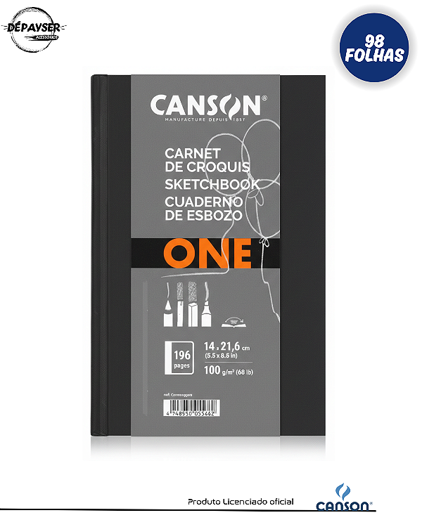 Caderno Para Desenhos Sketchbook Artbook One A5 100g - 98 Folhas Canson