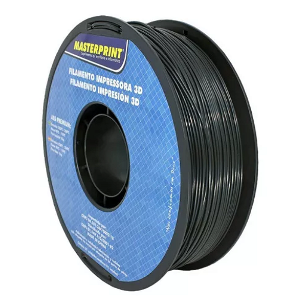 Filamento 3D ABS Preto 1.75mm – 1kg Masterprint Resistente ao Calor e Alta Rigidez