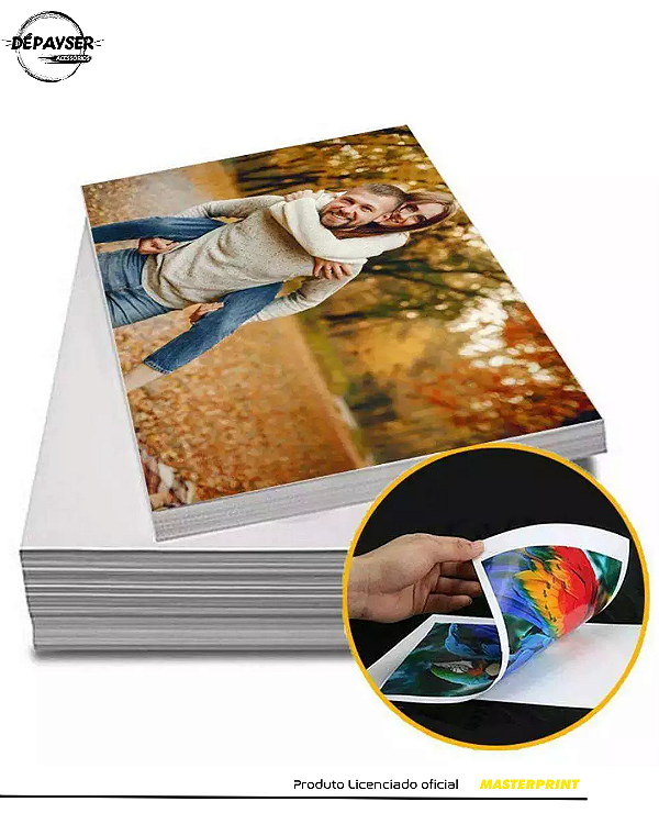Papel Fotográfico Glossy Dupla Face A4 220g – 20 Folhas Masterprint Premium