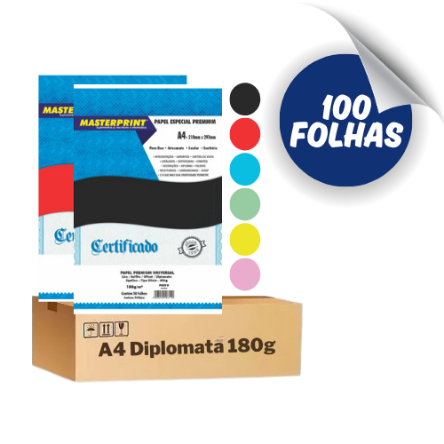 Papel Color Plus Opaline Diplomata A4 180g – 100 Folhas Colorido Premium