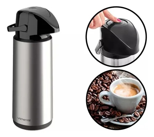 Garrafa Térmica Inox 1,8L com Bomba de Pressão – Conserva Quente e Frio para Café, Chá e Água