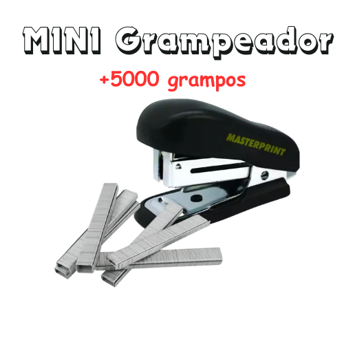 Mini Grampeador Masterprint p/ Até 16 Folhas + 5000 Grampos Galvanizados