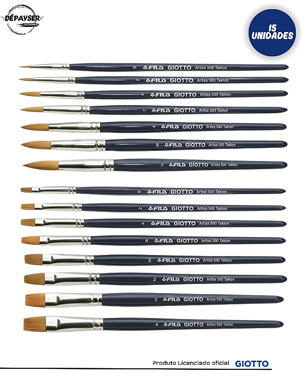 Kit Pinceis Giotto Aquarela Guache Acrilica Oleo 15 Unidades