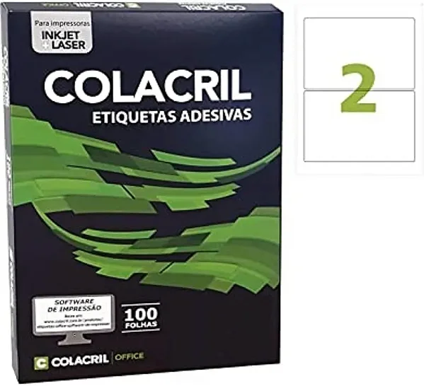 Etiqueta Adesiva A4 143,4x199,9mm 100 Fls Ca4368 Colacril Branco