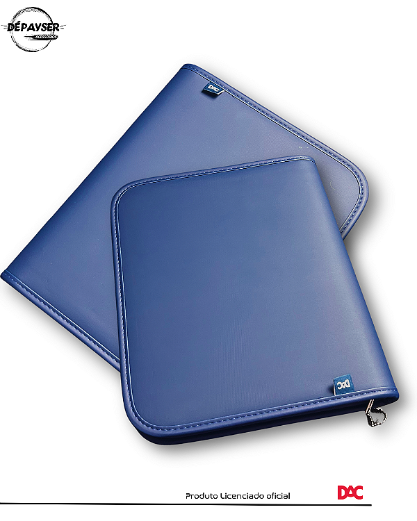 Fichário Universitário Dac Com Zíper 48fls - Modelos Básicos Cor Azul