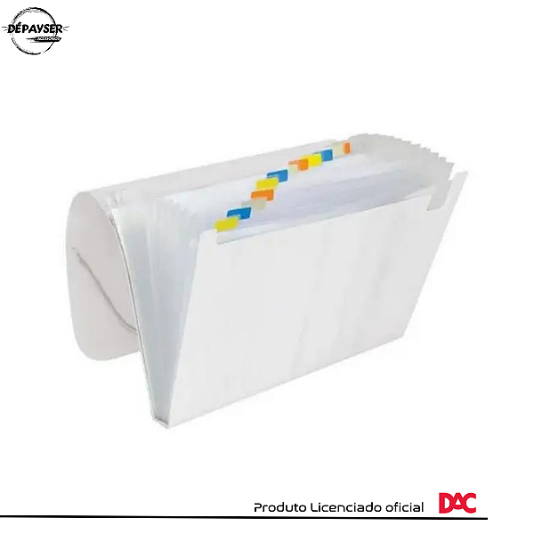 Pasta Sanfonada Dac Organizadora de Documentos A4 31 Divisórias Coloridas - Transparente