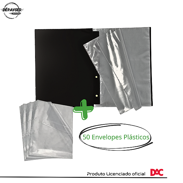 Pasta Catálogo A4 C/ 50 Envelopes Para Guardar Desenhos Dac