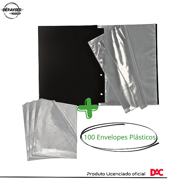 Pasta Catálogo A4 C/ 100 Saquinhos Para Guardar Desenhos Dac