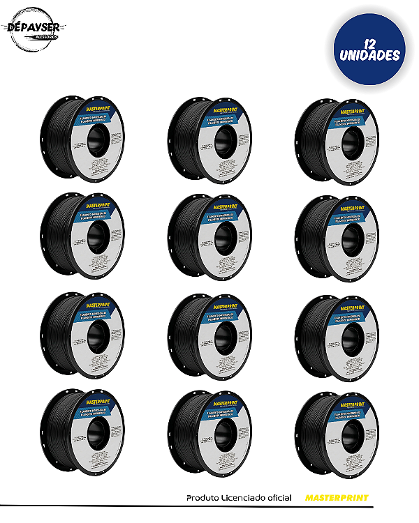 KIT 12 Filamentos PETG Preto 1.75mm 1kg para Impressora 3D – Masterprint