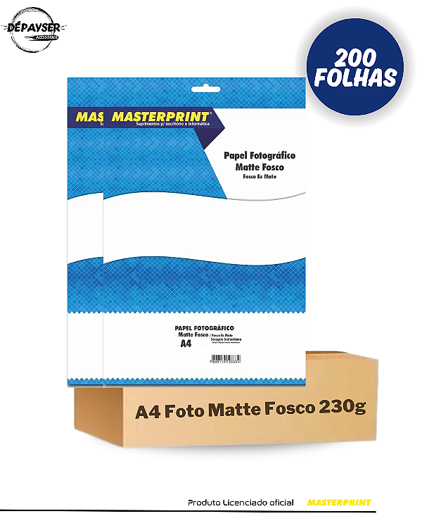 Papel Fotográfico A4 Matte Fosco 230g MasterPrint - 200 Folhas