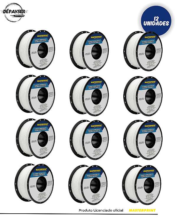 Kit 12 Filamentos PETG Branco 1.75mm 1kg para Impressora 3D – Masterprint