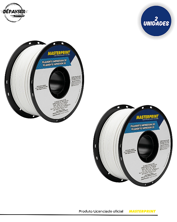 KIT 2 Filamentos PETG Branco 1.75mm 1kg para Impressora 3D – Masterprint