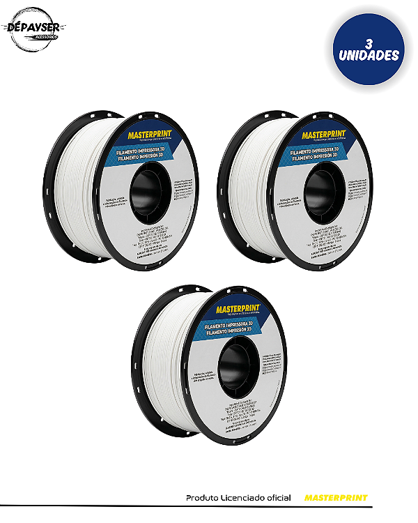 Kit 3 Filamentos PETG Branco 1.75mm 1kg para Impressora 3D – Masterprint