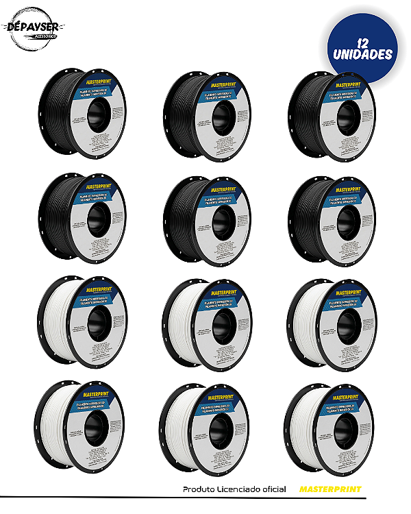 Kit 12 Filamentos PETG Preto 1.75mm 1kg para Impressora 3D – Masterprint