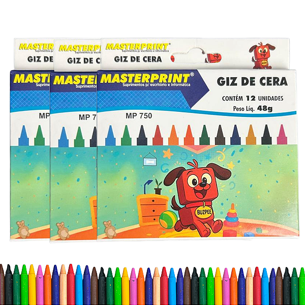 Kit com 3 ou 5 Unidades Mini Giz de Cera 12 Cores Kit Festa Lembrancinha