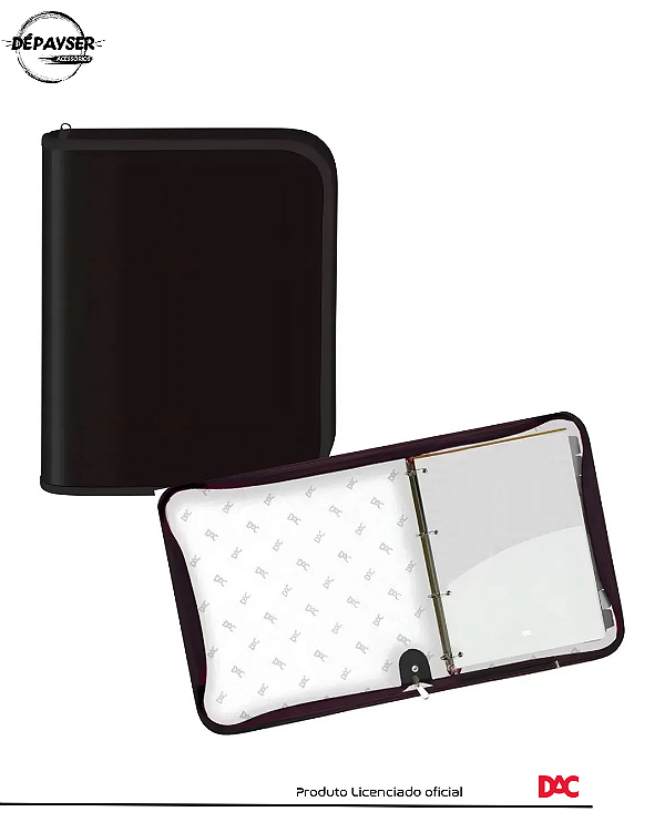 Fichário Universitário Com Zíper 48fls - Modelos Básicos Cor Preto - Dac