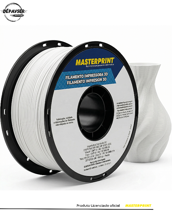 Filamento PETG Branco Fosco Não Passa Luz 1.75mm 1kg para Impressora 3D – Masterprint