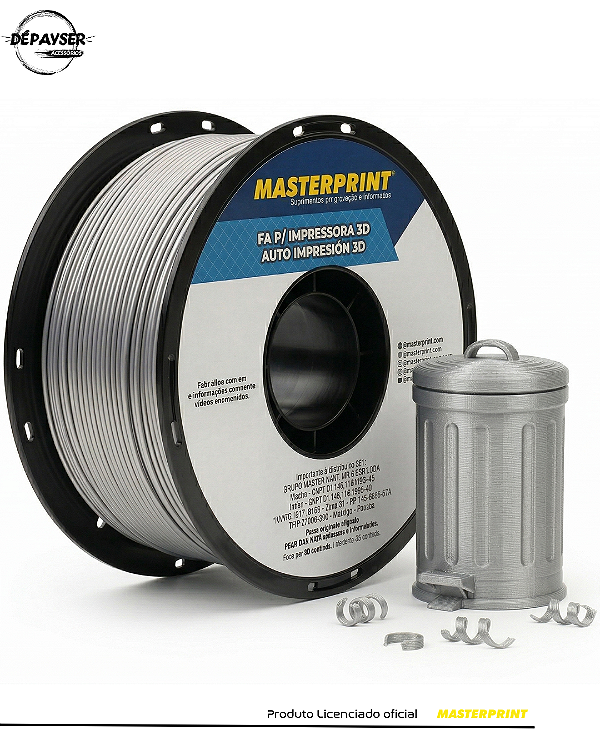 Filamento PETG Prata 1.75mm 1kg para Impressora 3D – Masterprint