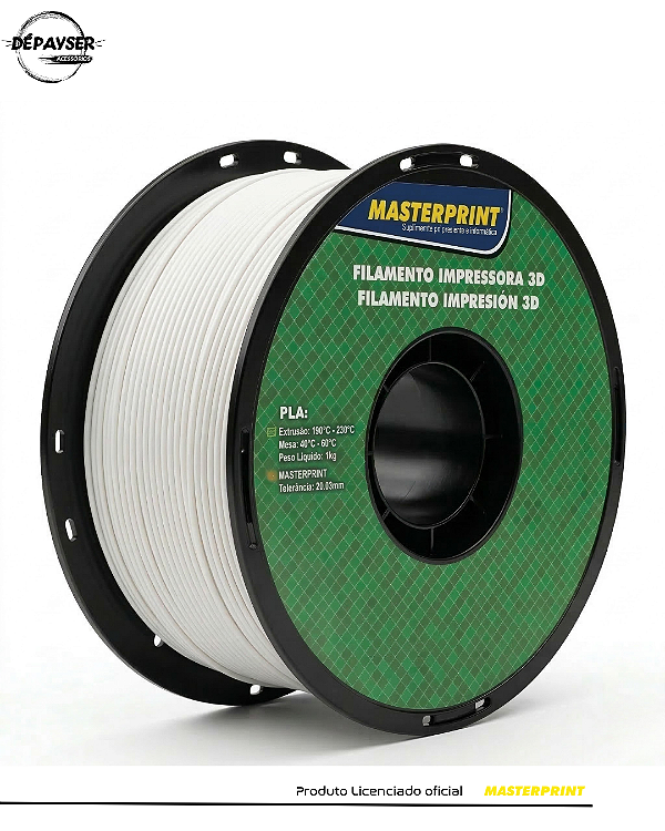 Filamento PLA Branco 1.75mm 1kg para Impressora 3D – Masterprint
