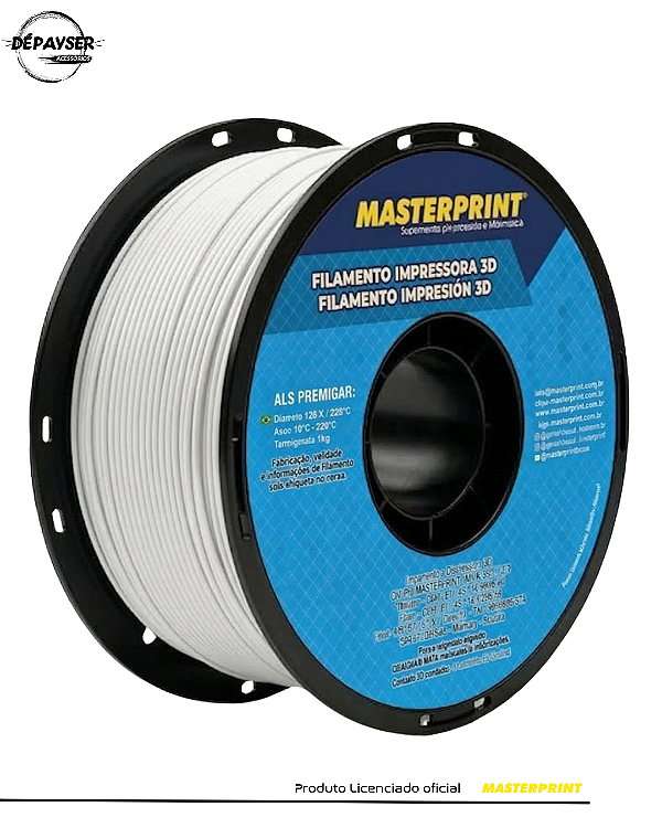 Filamento ABS Branco 1.75mm 1kg para Impressora 3D – Masterprint