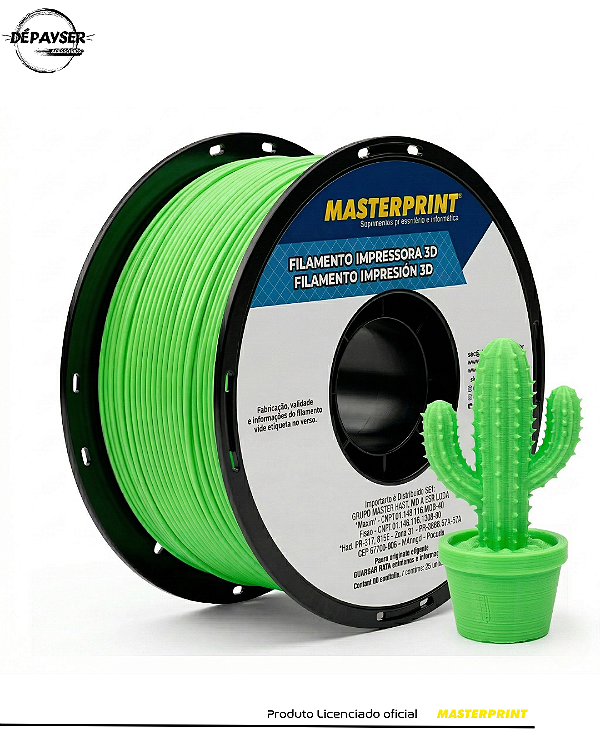 Filamento PLA Silk Verde 1.75mm 1kg para Impressora 3D – Masterprint