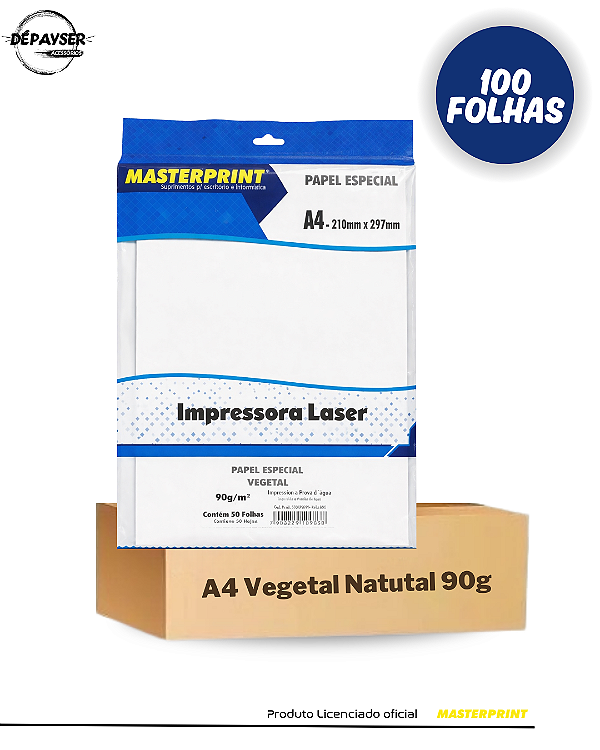 Papel Vegetal Natural 90g A4 100 Folhas - Masterprint